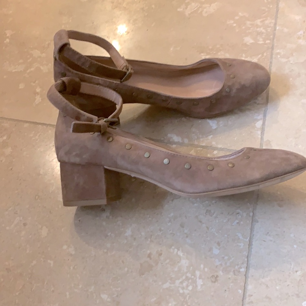 Madewell 2 inch ankle strap brown heels